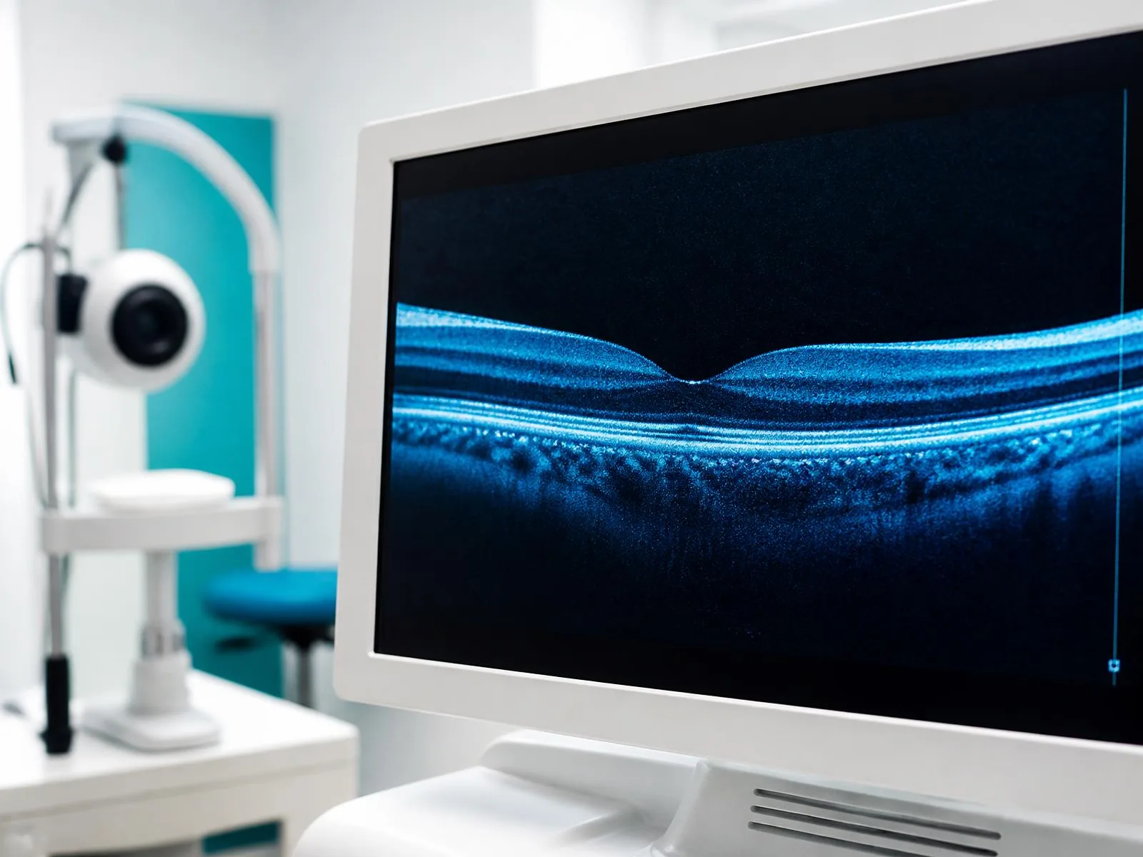 Detail snímky sietnice na monitore vyšetrovacieho prístroja